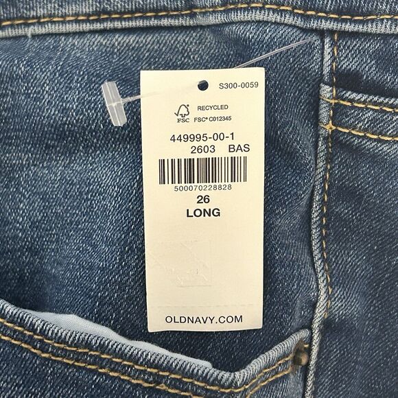 Old Navy Mid Rise Kicker Bootcut Jeans Womens Size 26 Long Dark Blue Denim NEW - Picture 5 of 10